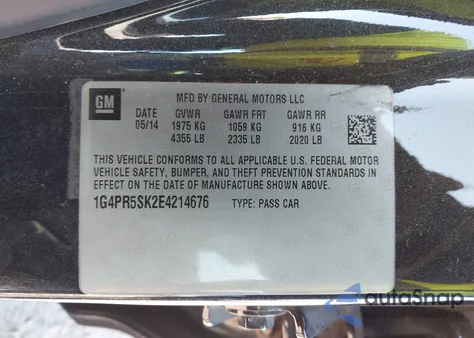 2014 Buick Verano Convenience Group z USA, uszkodzony, nr VIN 1G4PR5SK2E4214676